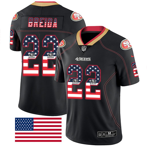 San Francisco 49ers Limited Black Men Matt Breida NFL Jersey #22 Rush USA Flag->women nfl jersey->Women Jersey